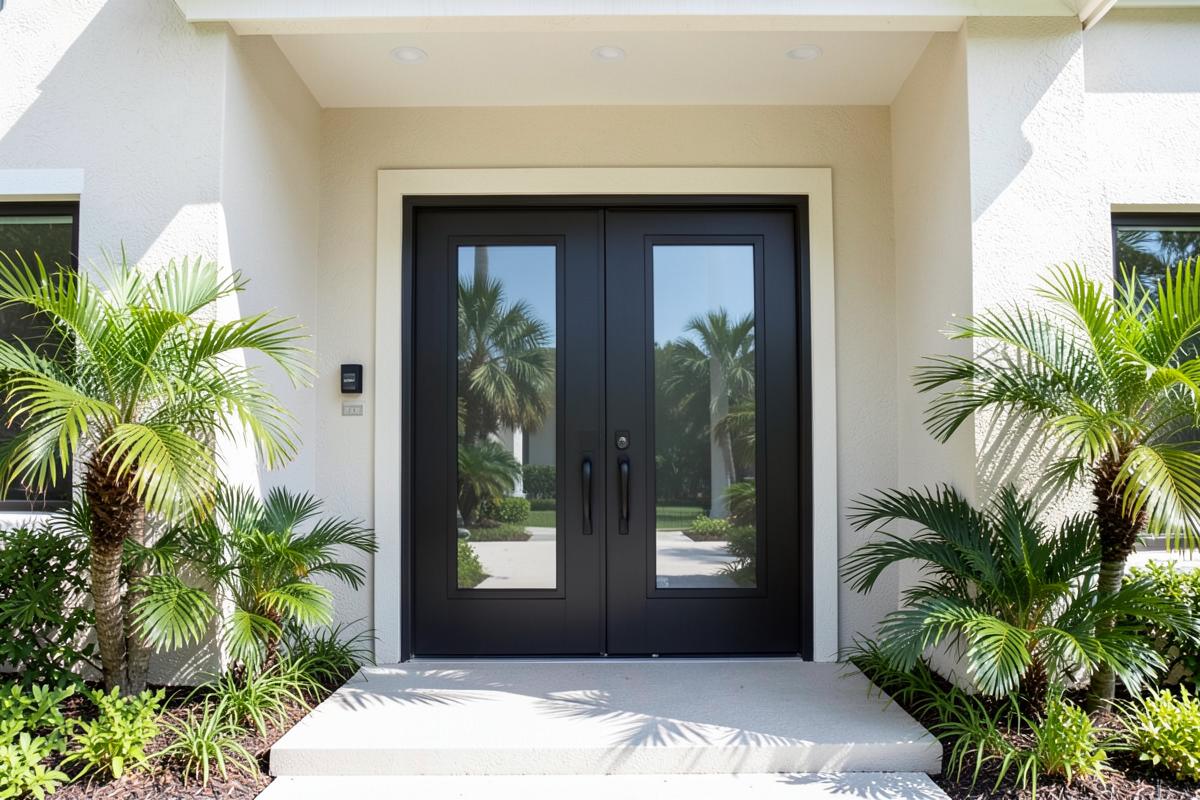Impact-resistant entry doors on a Florida home
