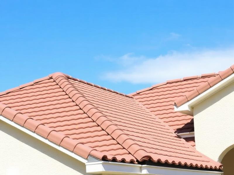 Newly installed clay tile roof on a Florida home against a blue sky